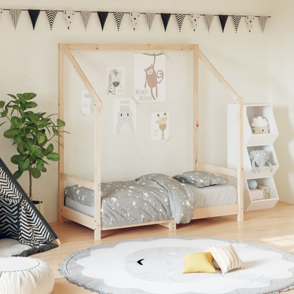 Solid Pine Kids Bed Frame - 70x140 cm - Natural Wood Finish