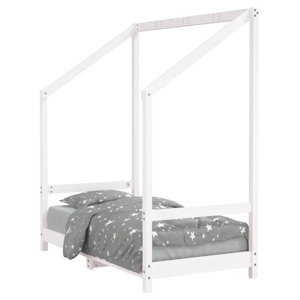 White Kids Bed Frame 70x140 cm - Solid Pine Wood