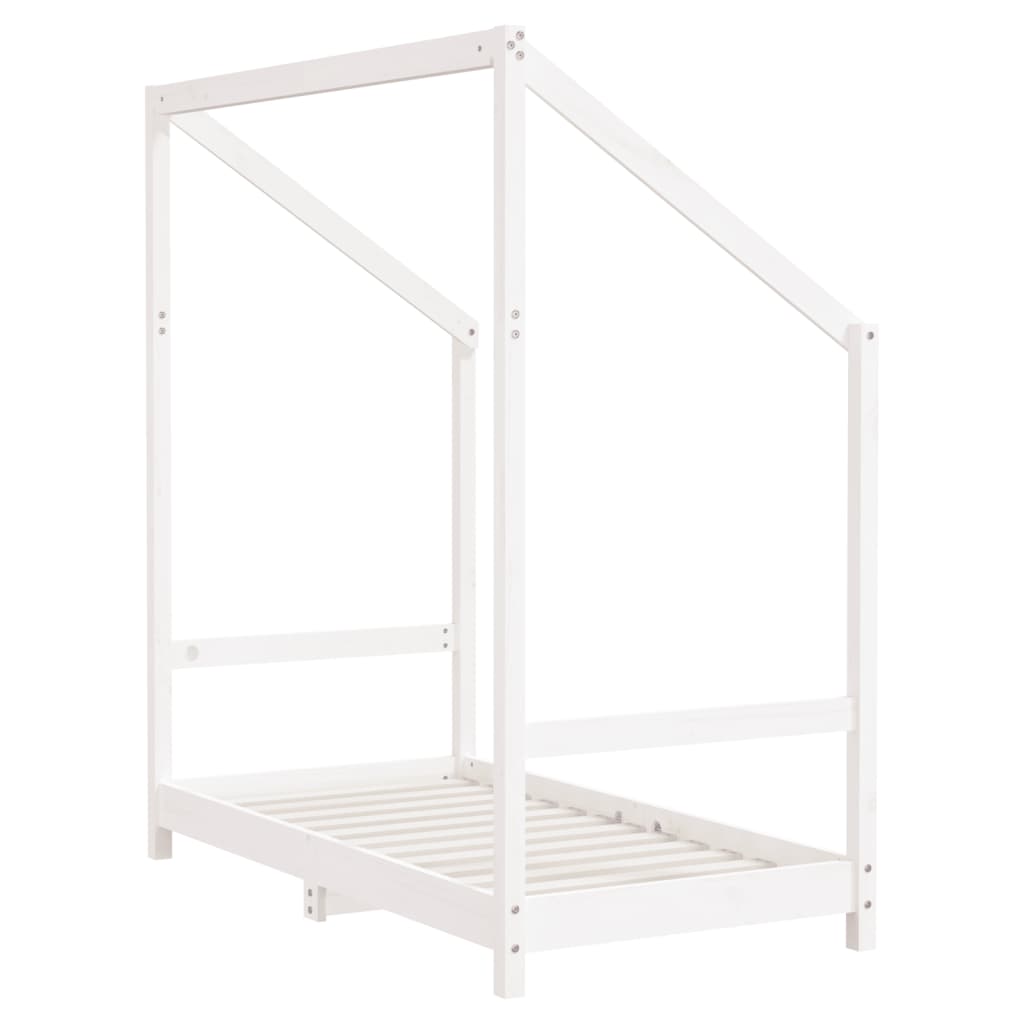 White Kids Bed Frame 70x140 cm - Solid Pine Wood