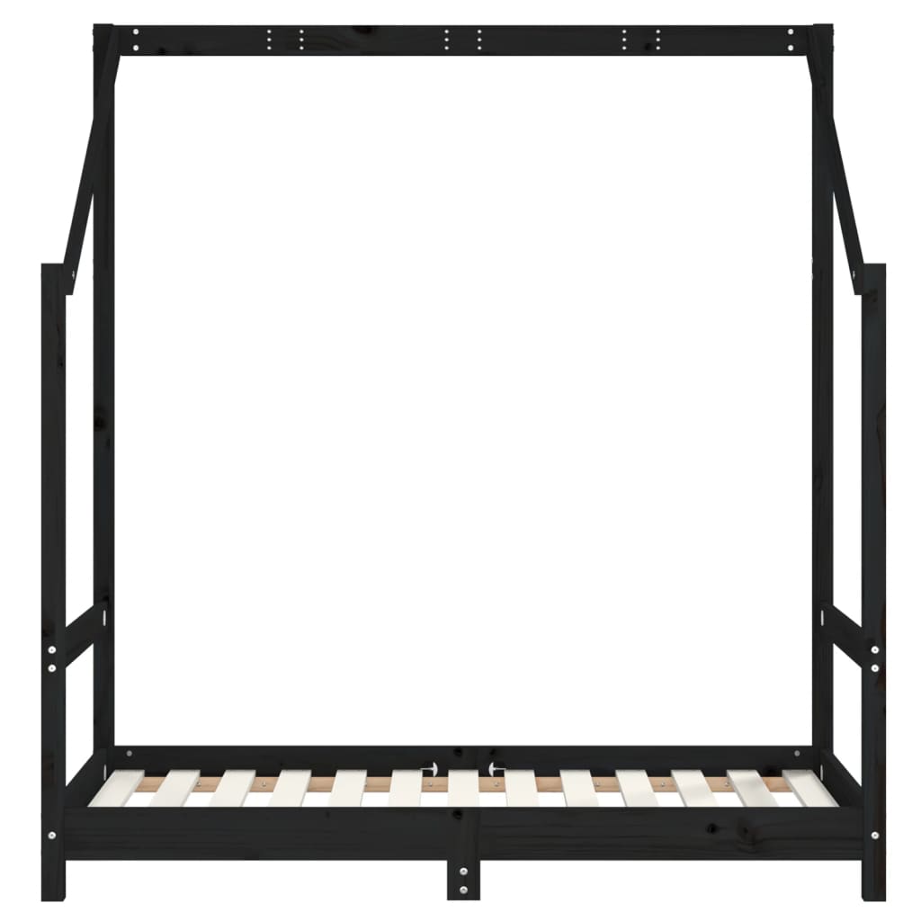 Solid Pine Kids Bed Frame - Black 70x140 cm