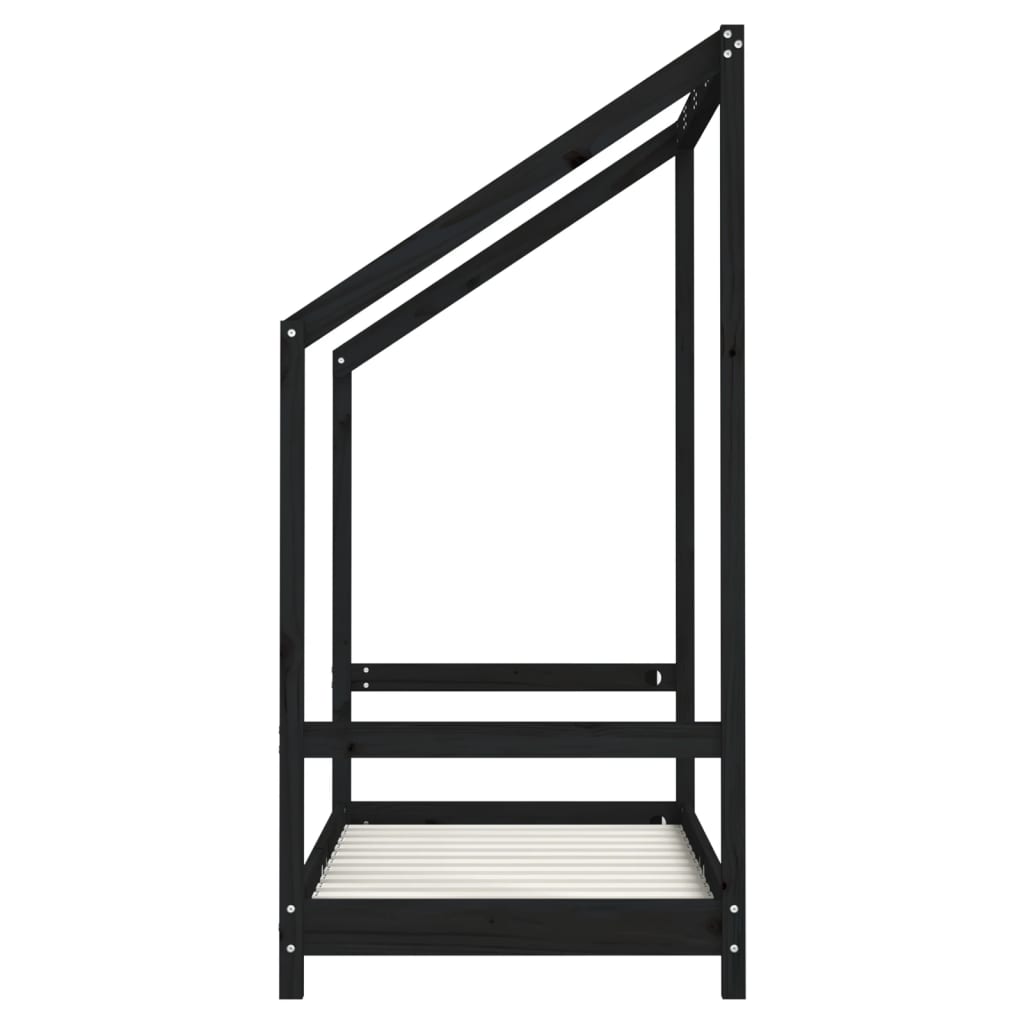 Solid Pine Kids Bed Frame - Black 70x140 cm