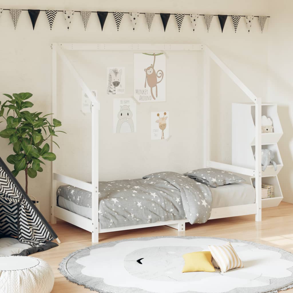 White Solid Pine Kids Bed Frame 80x160 cm - Durable & Stylish