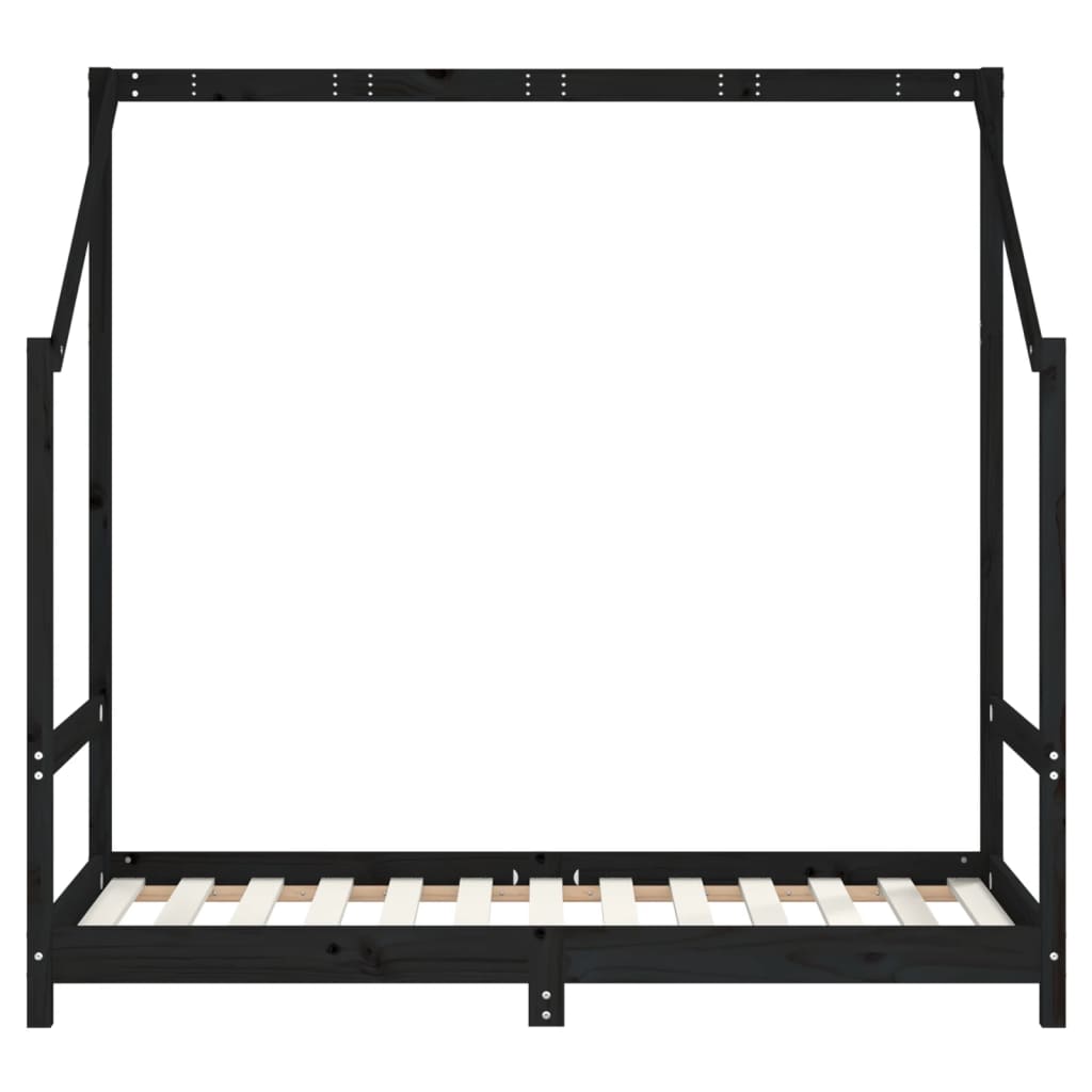 Solid Pine Kids Bed Frame - Black 80x160 cm