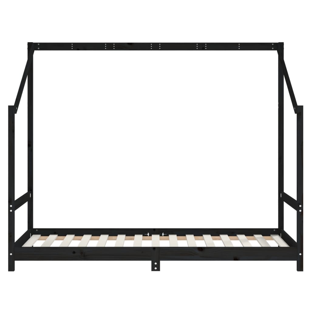 Solid Pine Kids Bed Frame - Black 90x190 cm