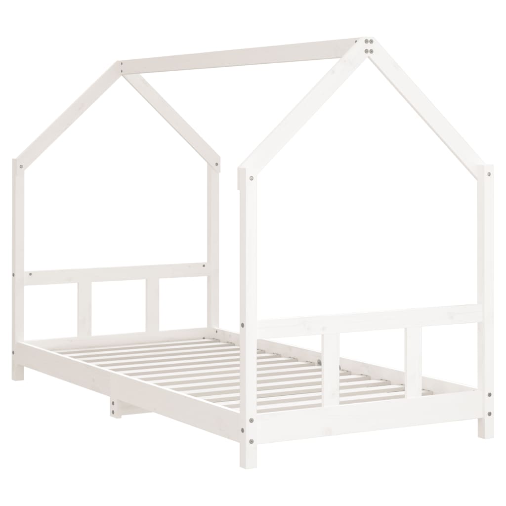 Solid Wood Pine Kids Bed Frame - White 90x200 cm