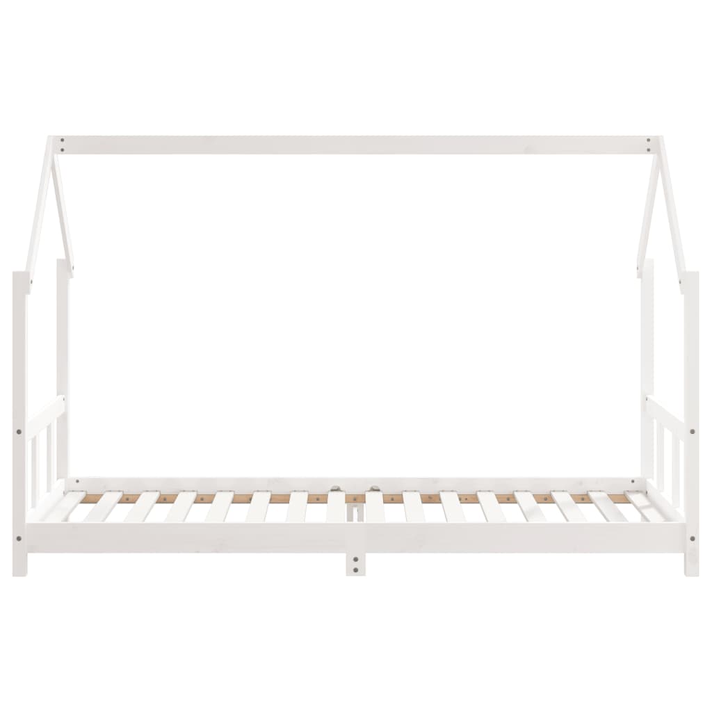 Solid Wood Pine Kids Bed Frame - White 90x200 cm