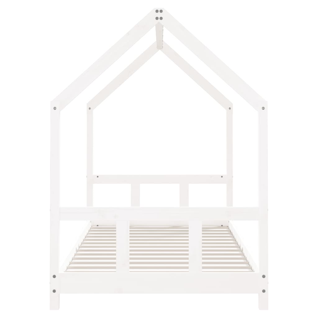 Solid Wood Pine Kids Bed Frame - White 90x200 cm