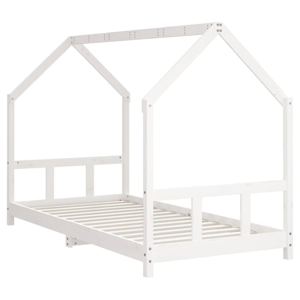 Solid Wood Pine Kids Bed Frame - White 90x200 cm