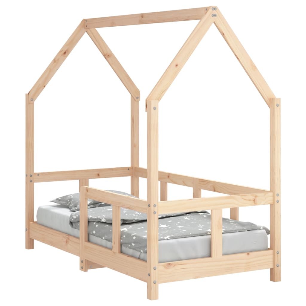 Children's Solid Pine Wood Bed Frame 70x140 cm - Natural Finish