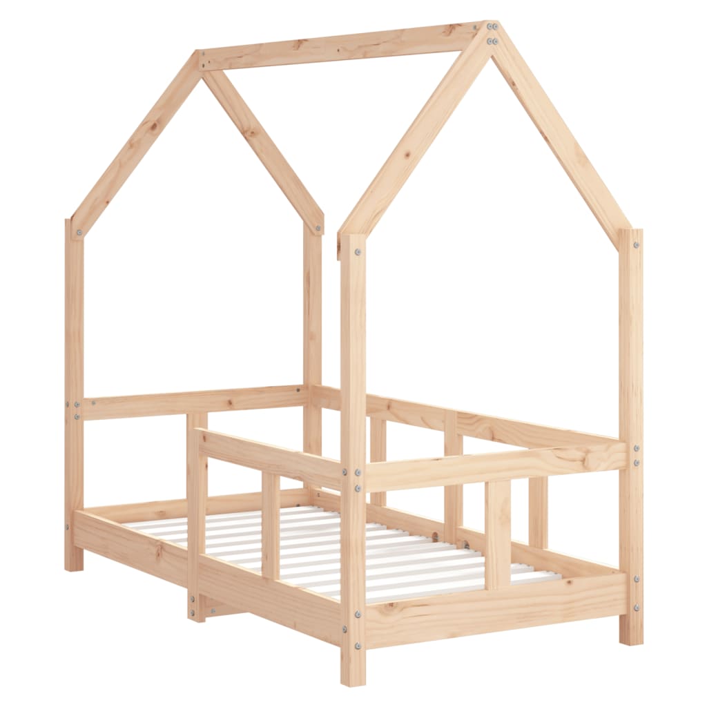 Children's Solid Pine Wood Bed Frame 70x140 cm - Natural Finish