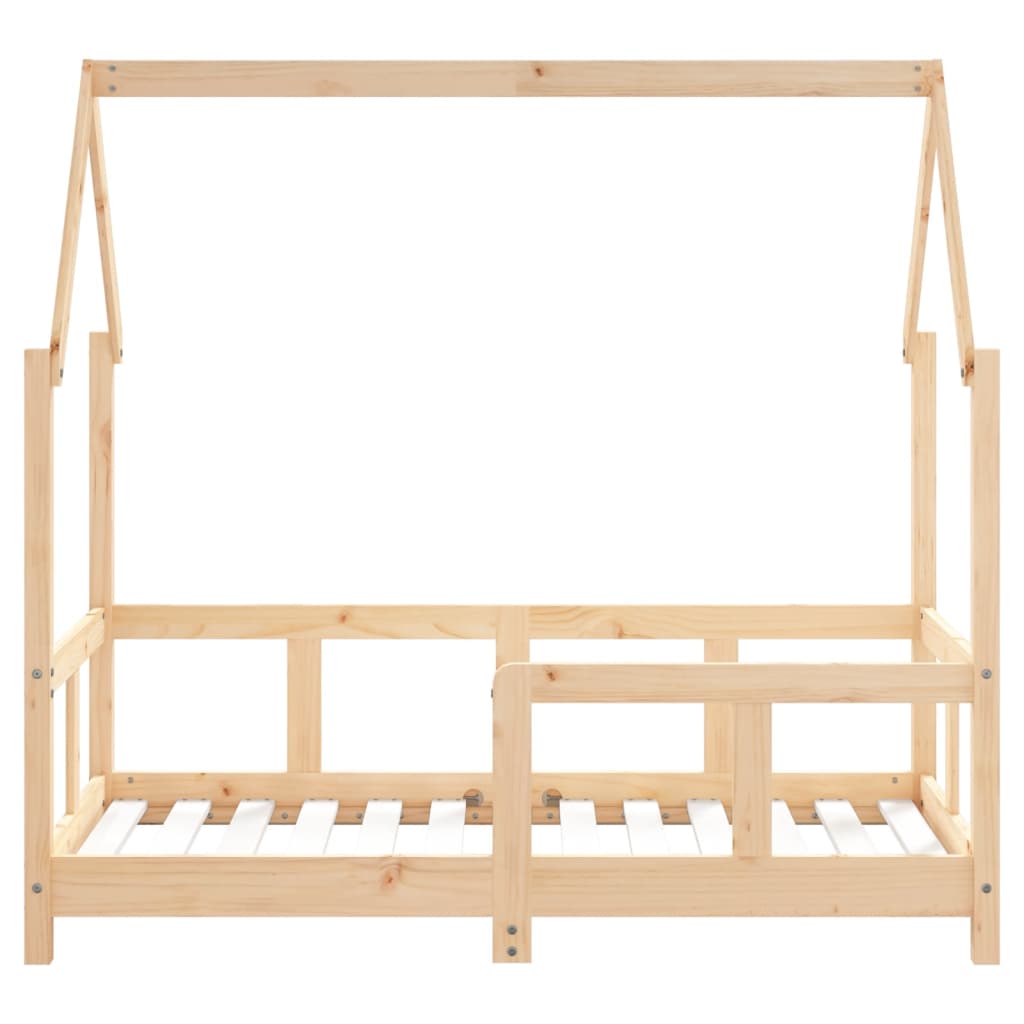 Children's Solid Pine Wood Bed Frame 70x140 cm - Natural Finish