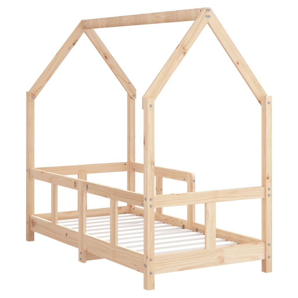 Children's Solid Pine Wood Bed Frame 70x140 cm - Natural Finish
