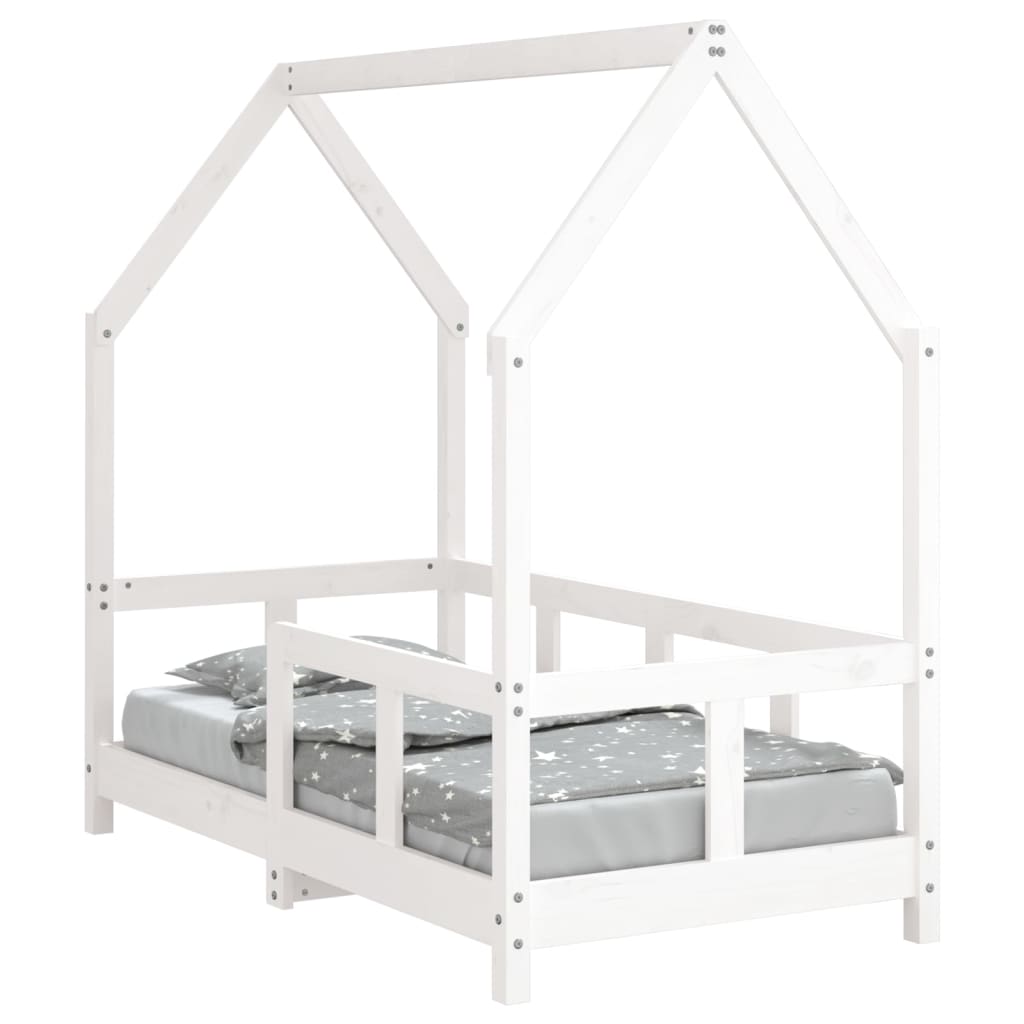 Solid Pine Kids Bed Frame 70x140 cm - White Finish