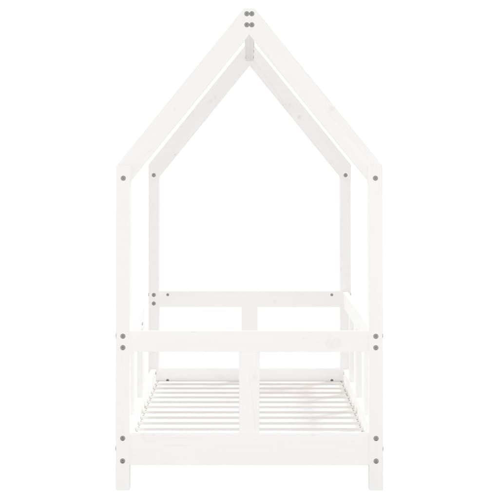 Solid Pine Kids Bed Frame 70x140 cm - White Finish
