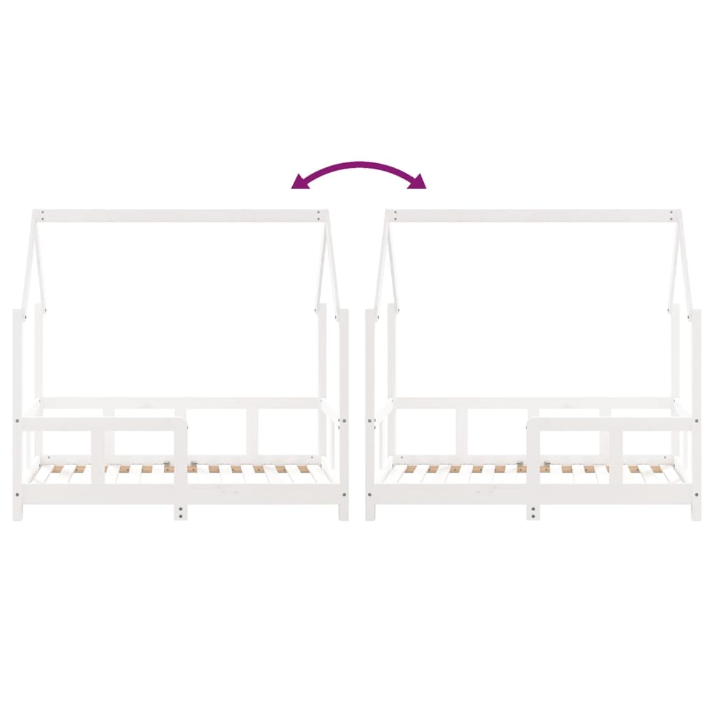 Solid Pine Kids Bed Frame 70x140 cm - White Finish