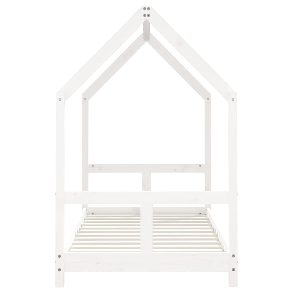 Solid Pine Kids Bed Frame - White 80x160 cm