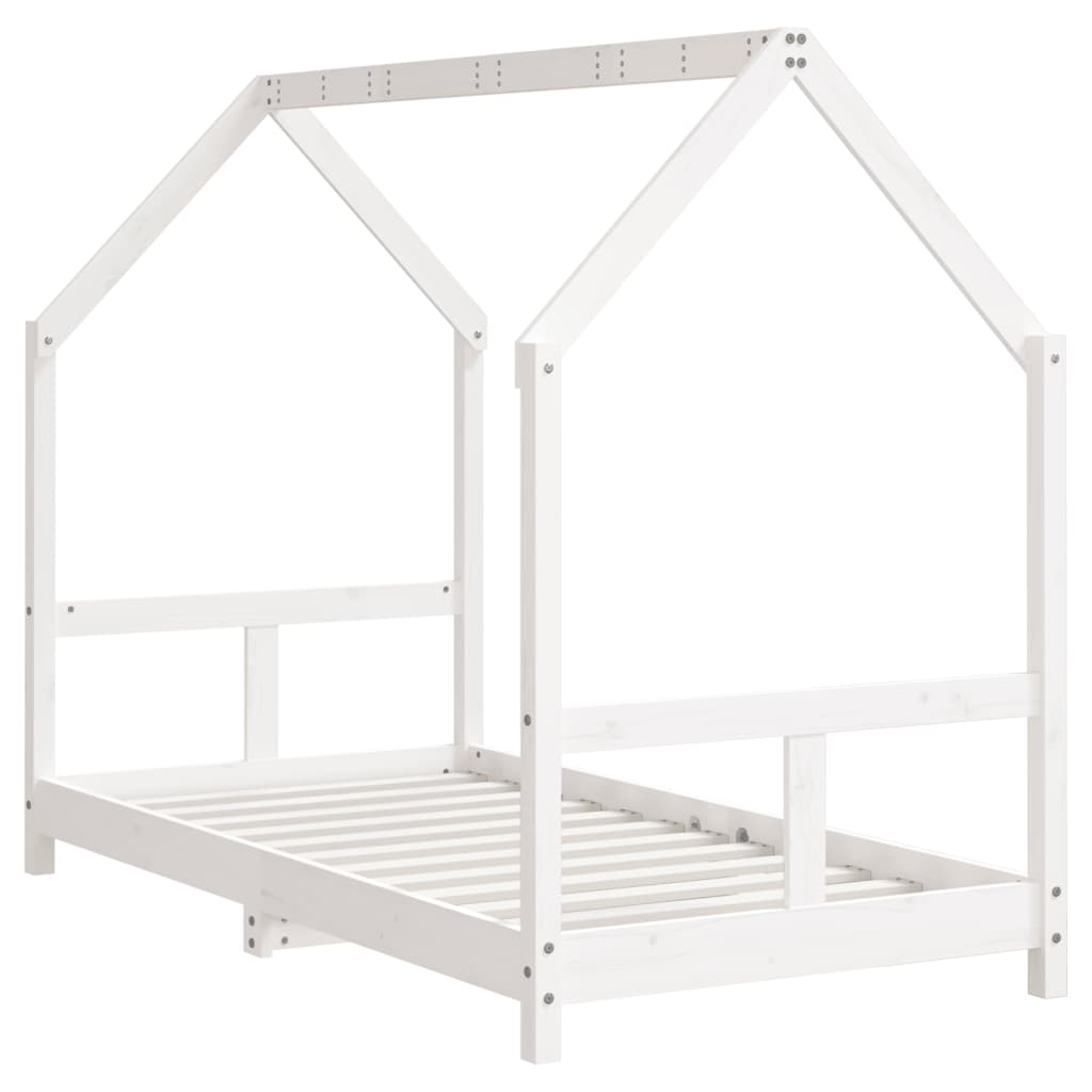 Solid Pine Kids Bed Frame - White 80x160 cm