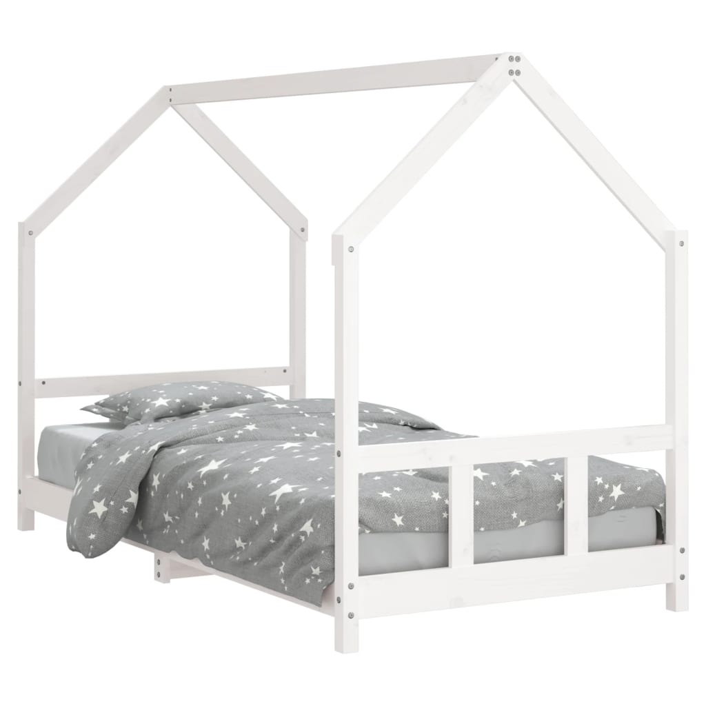 Solid Wood Kids Bed Frame - White 90x190 cm Pine