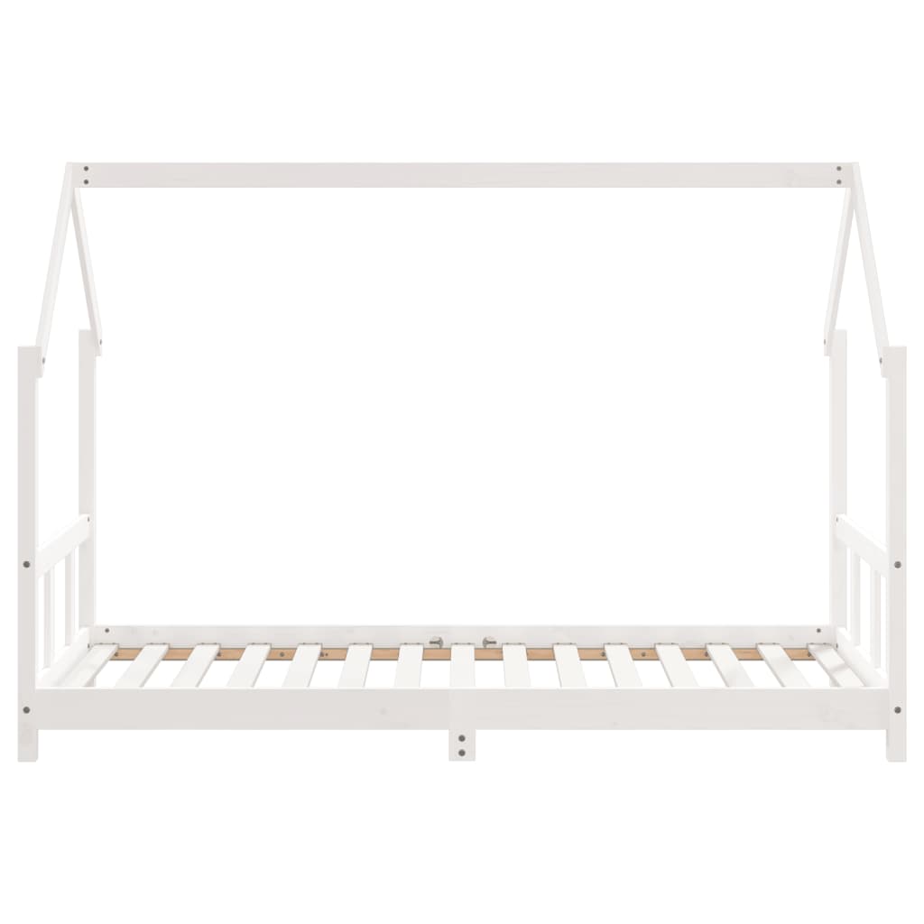 Solid Wood Kids Bed Frame - White 90x190 cm Pine