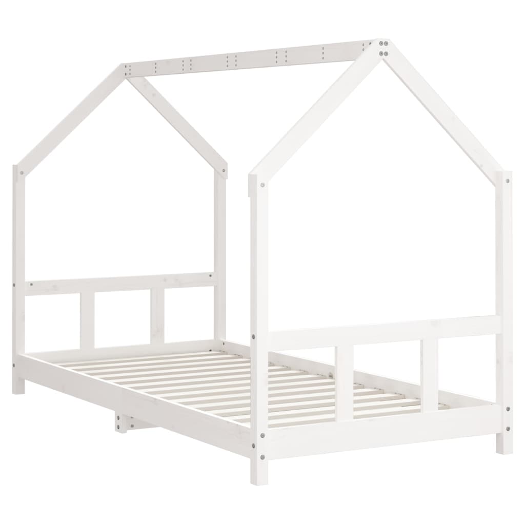 Solid Wood Kids Bed Frame - White 90x190 cm Pine