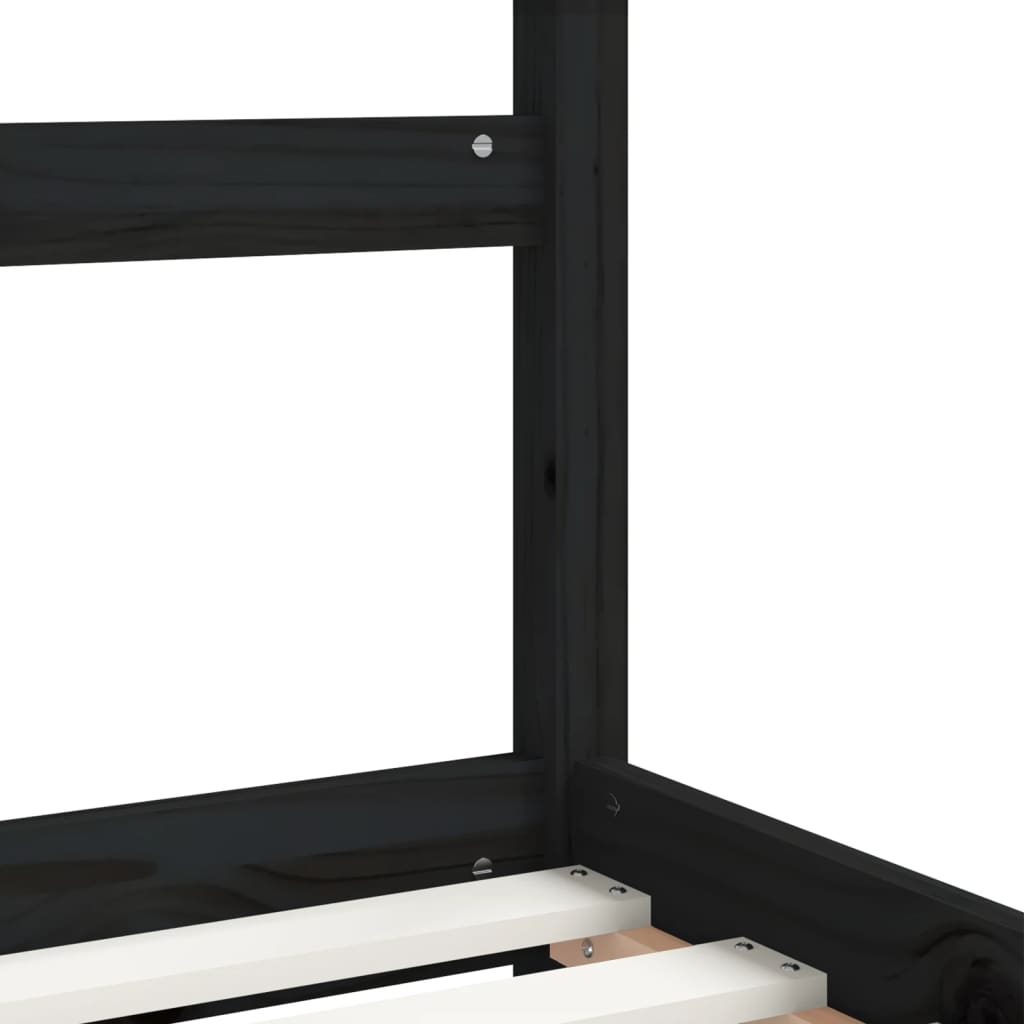 Solid Pine Kids Bed Frame Black 90x190 cm - Sturdy & Stylish