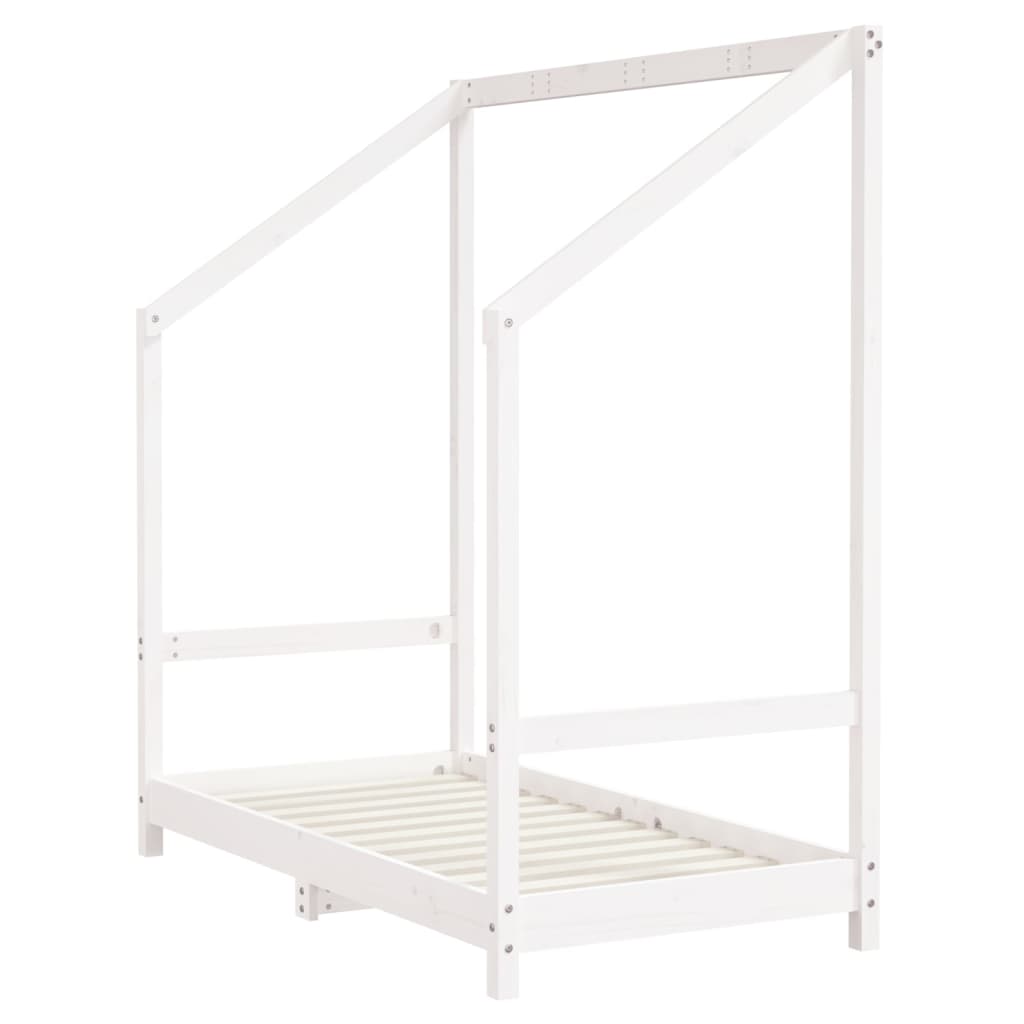 White Solid Pine Kids Bed Frame - 2x(70x140) cm, Durable Wood