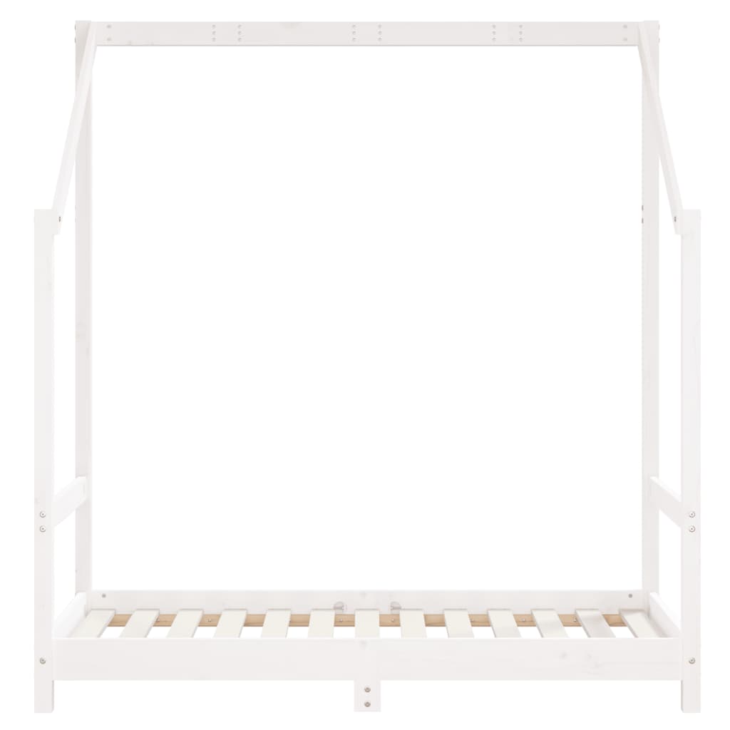 White Solid Pine Kids Bed Frame - 2x(70x140) cm, Durable Wood