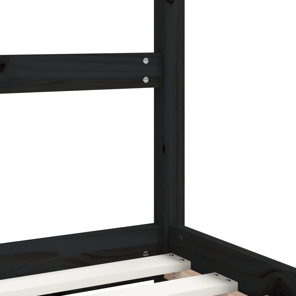 Kids Black Solid Pine Bed Frame 70x140 cm - Set of 2