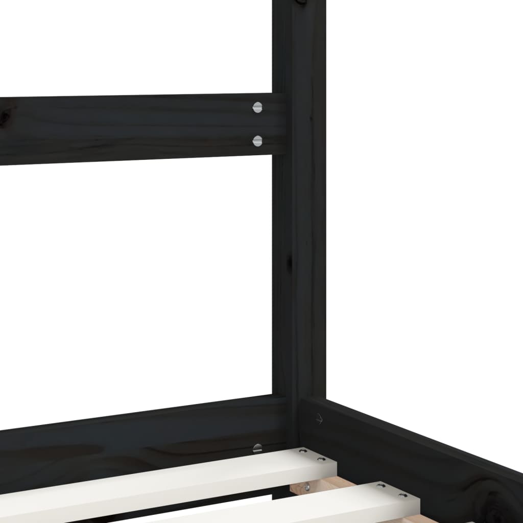 Kids Solid Pine Bed Frame, Black 2x(80x160) cm