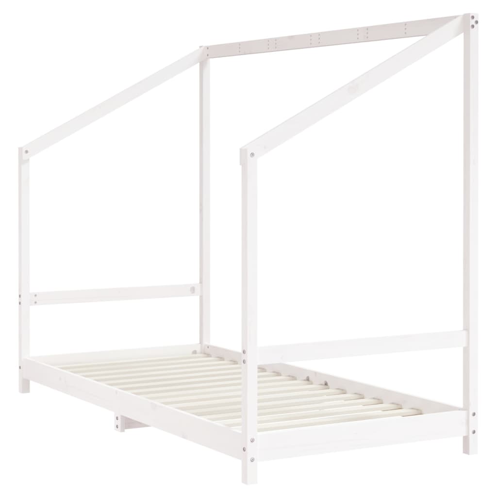 Solid Pine Wood Kids Bed Frame, White - 2x(90x190) cm