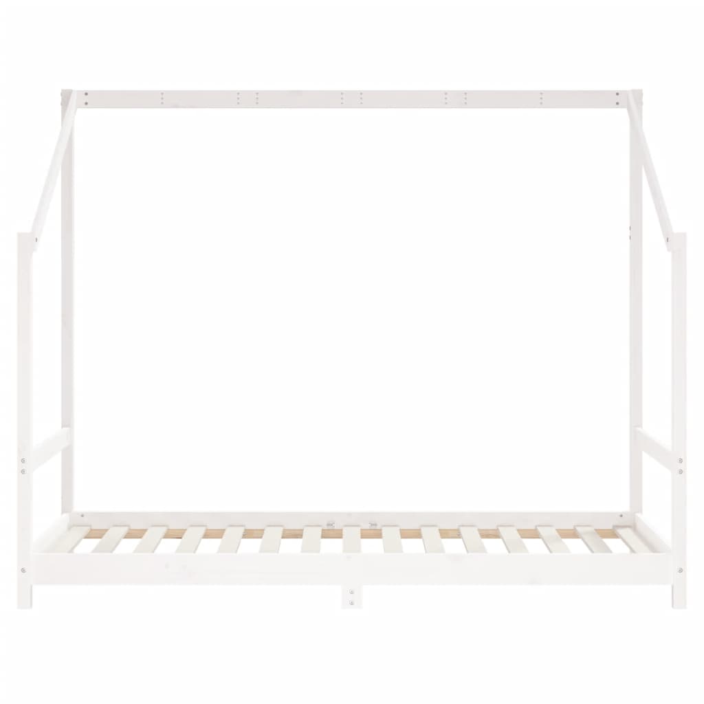Solid Pine Wood Kids Bed Frame, White - 2x(90x190) cm
