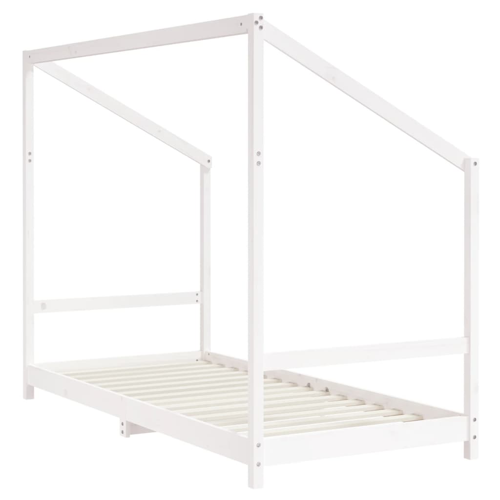 Solid Pine Wood Kids Bed Frame, White - 2x(90x190) cm