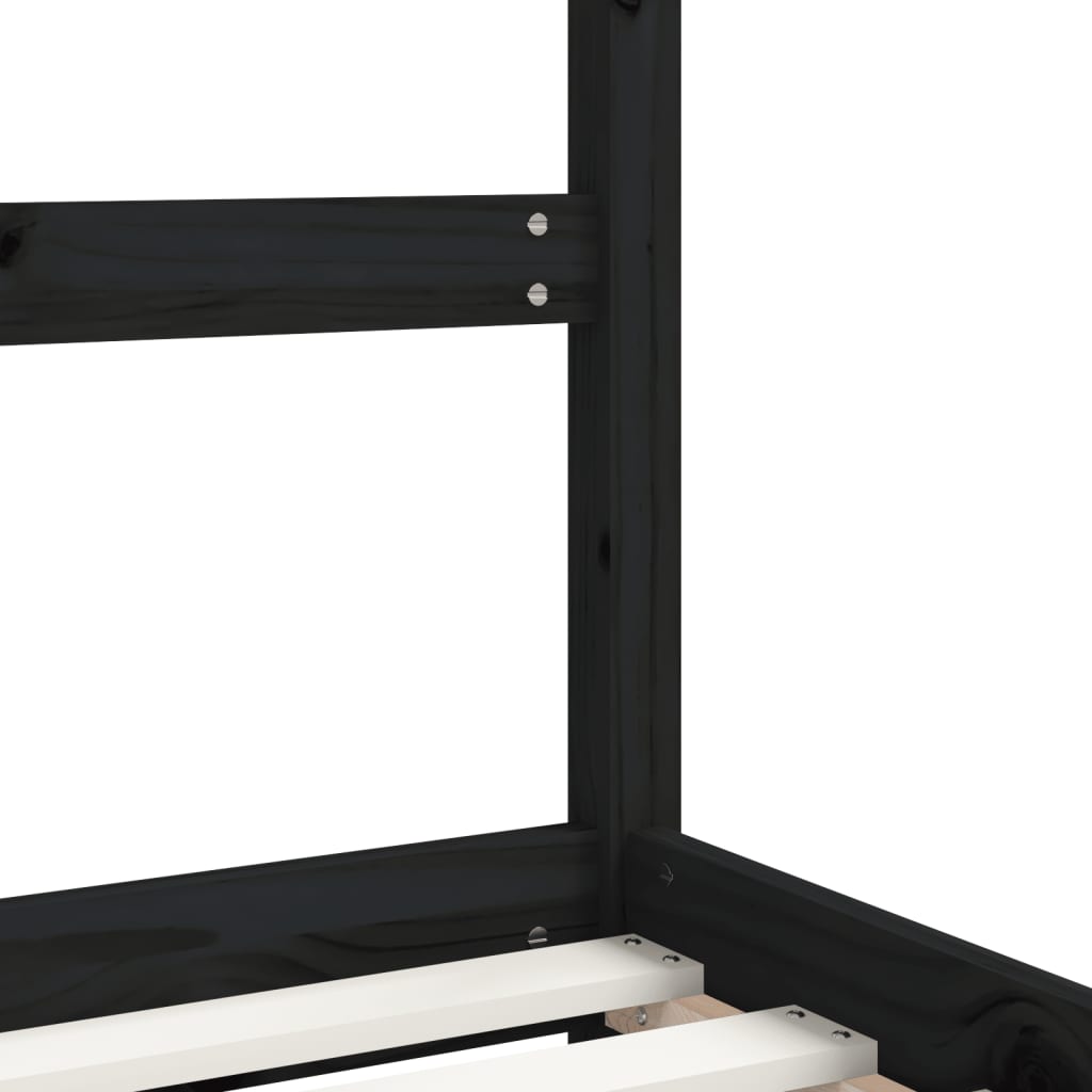 Solid Pine Black Kids Bed Frame 2x(90x190) cm - Durable & Stylish