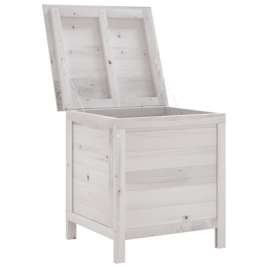 White Solid Fir Wood Garden Storage Box - 50x49x56.5 cm