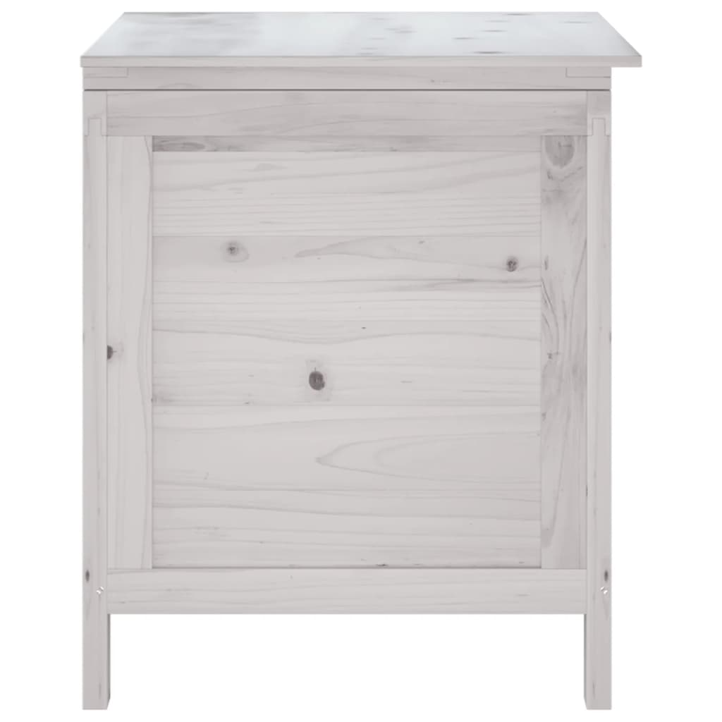 White Solid Fir Wood Garden Storage Box - 50x49x56.5 cm