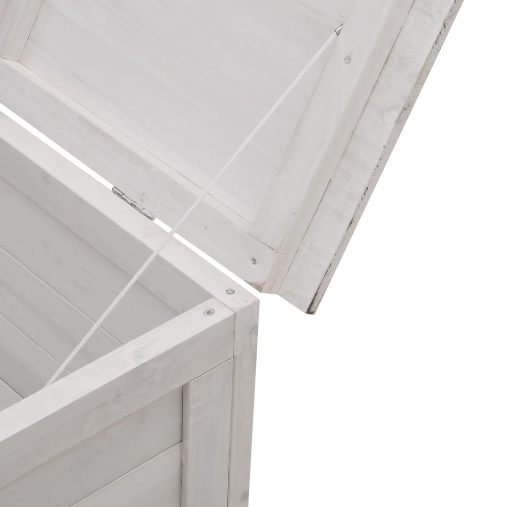 White Solid Fir Wood Garden Storage Box - 50x49x56.5 cm