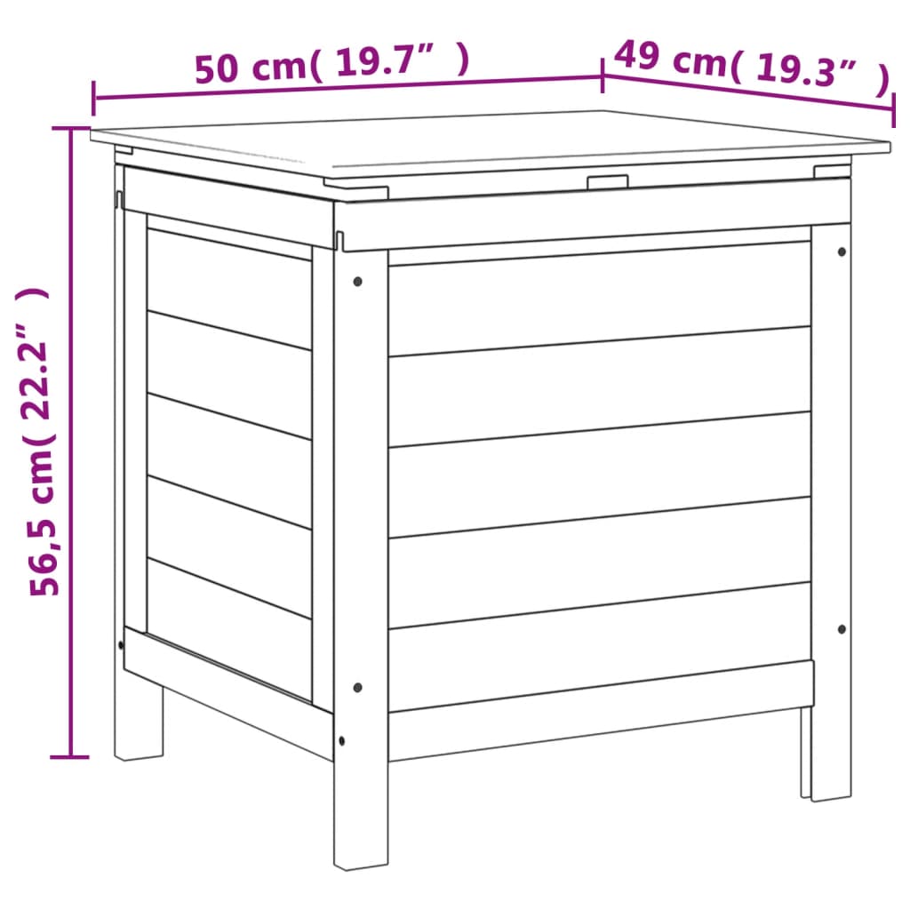 White Solid Fir Wood Garden Storage Box - 50x49x56.5 cm