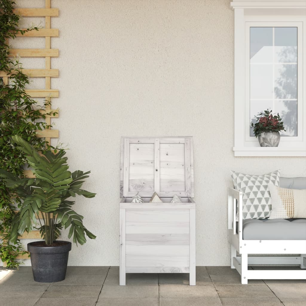White Solid Fir Wood Garden Storage Box - 50x49x56.5 cm