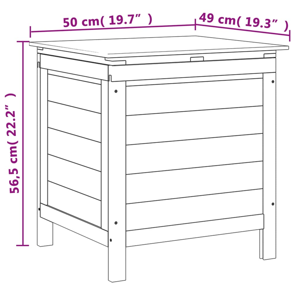 Solid Fir Garden Storage Box Anthracite 50x49x56.5 cm