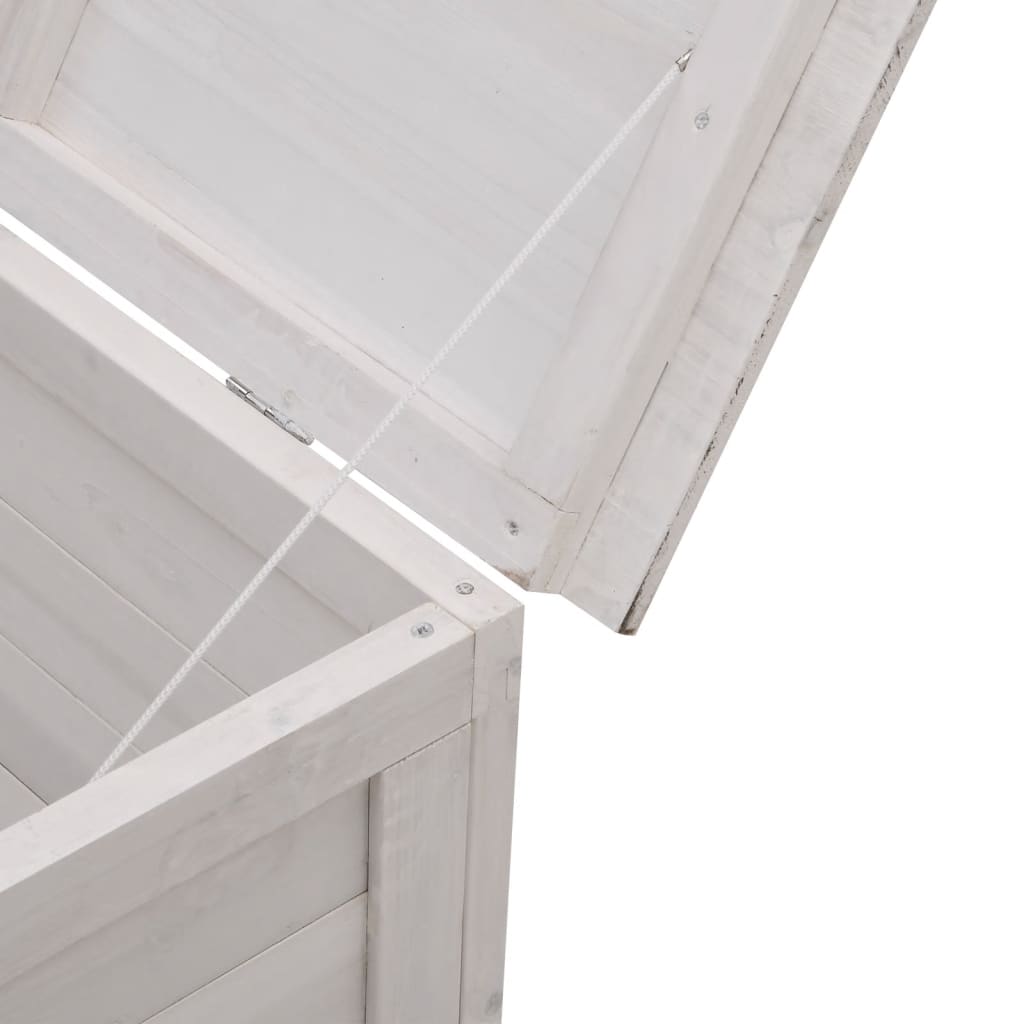 White Solid Wood Fir Garden Storage Box (99x49.5x58.5 cm)