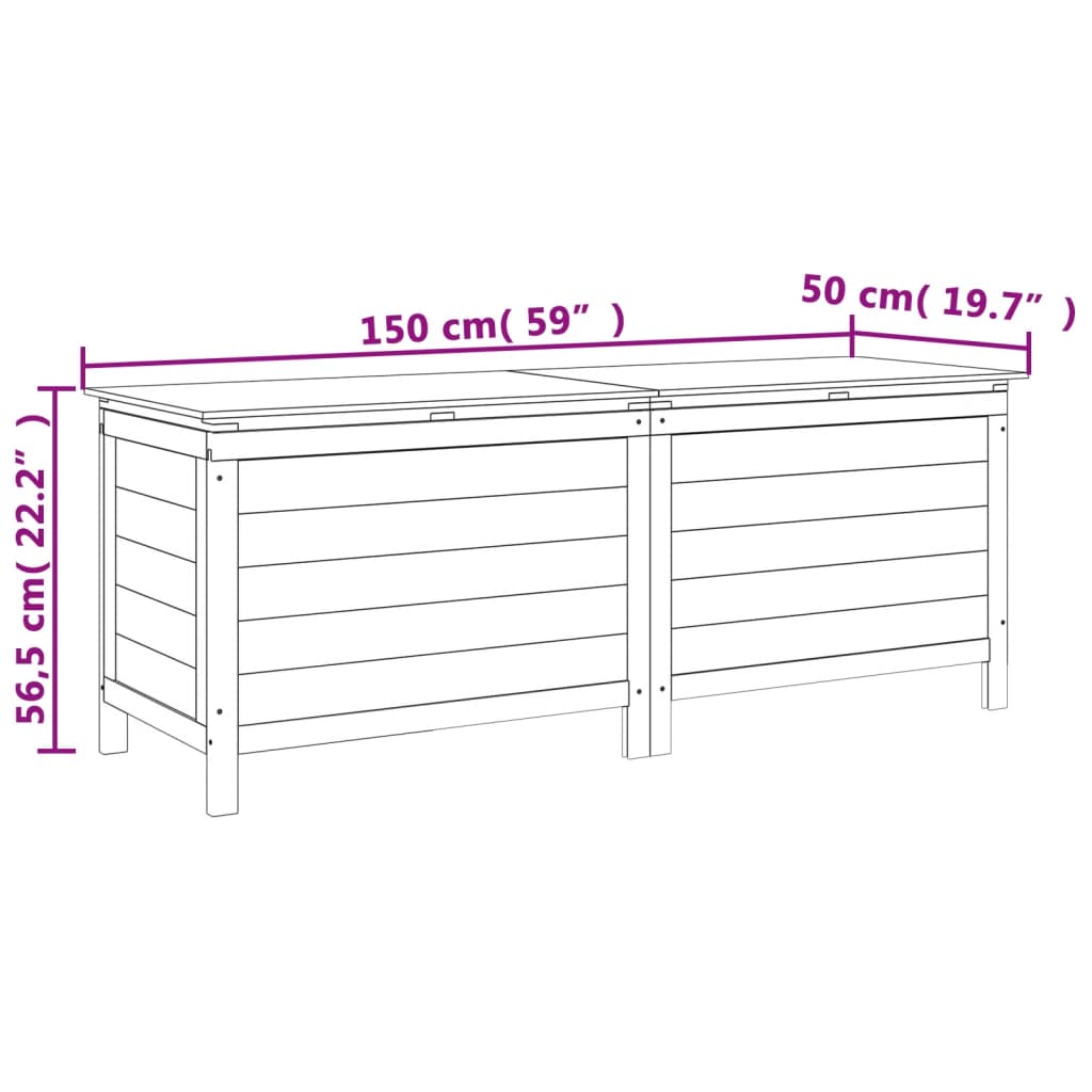 Anthracite Solid Fir Wood Garden Storage Box 150x50x56.5 cm
