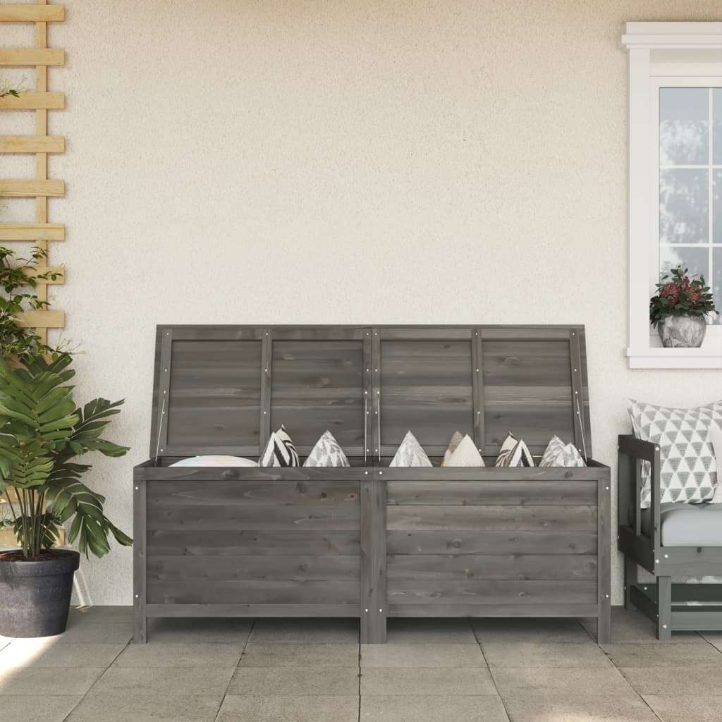 Anthracite Solid Fir Wood Garden Storage Box 150x50x56.5 cm