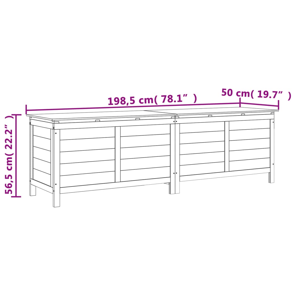 Solid Wood Fir Garden Storage Box - 198.5x50x56.5 cm Durable Design