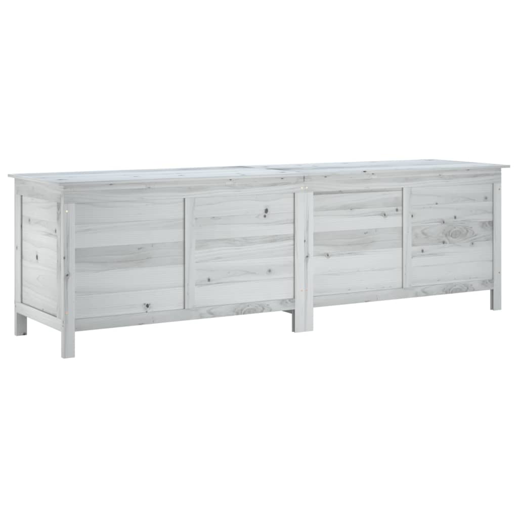 White Solid Fir Wood Garden Storage Box 198.5x50x56.5 cm