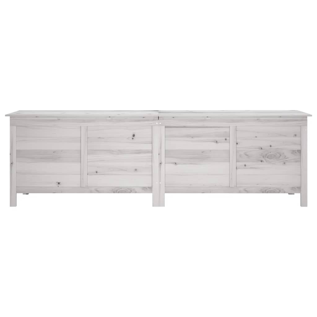 White Solid Fir Wood Garden Storage Box 198.5x50x56.5 cm