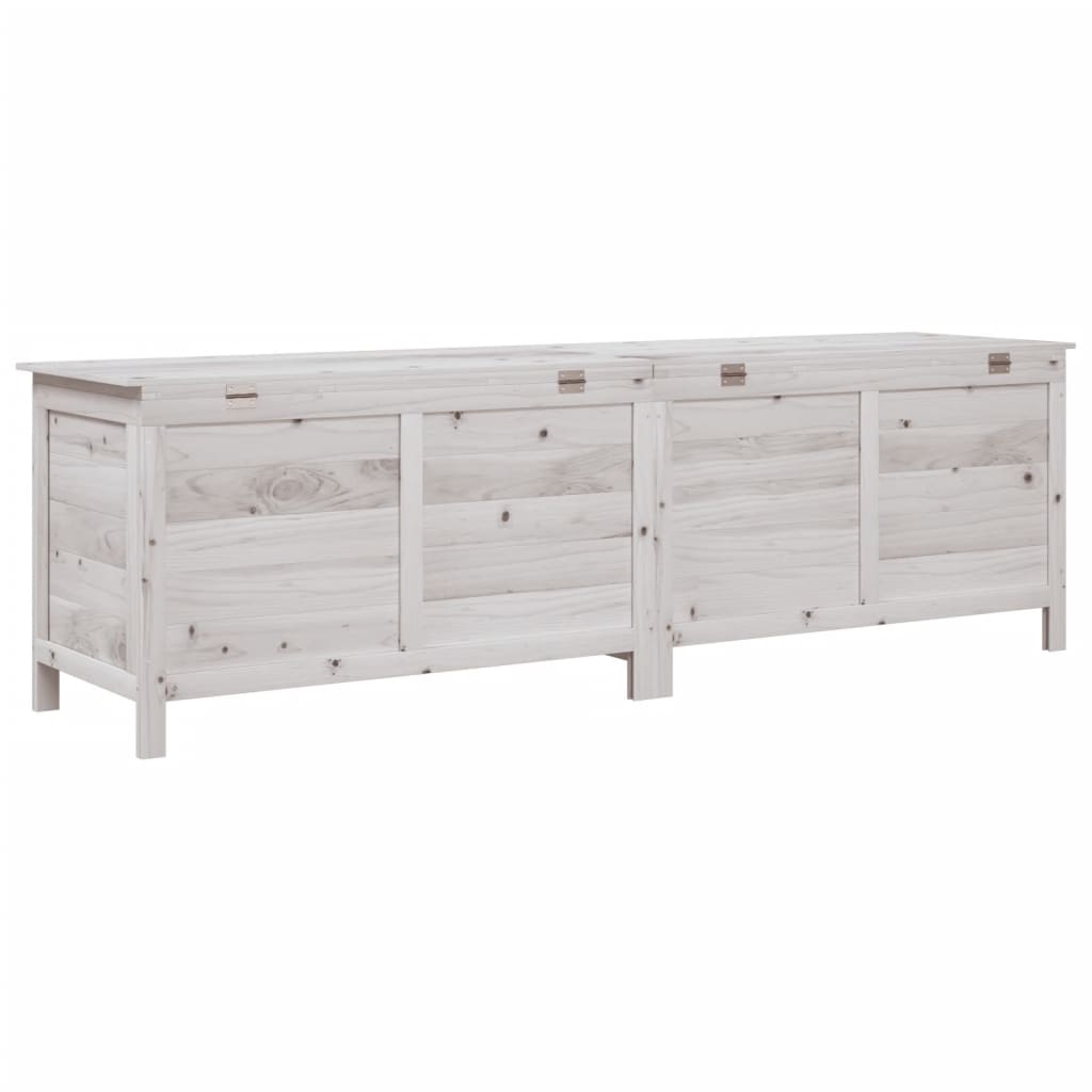 White Solid Fir Wood Garden Storage Box 198.5x50x56.5 cm