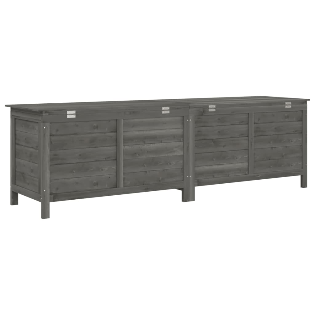 Anthracite Solid Wood Fir Garden Storage Box 198.5x50x56.5 cm