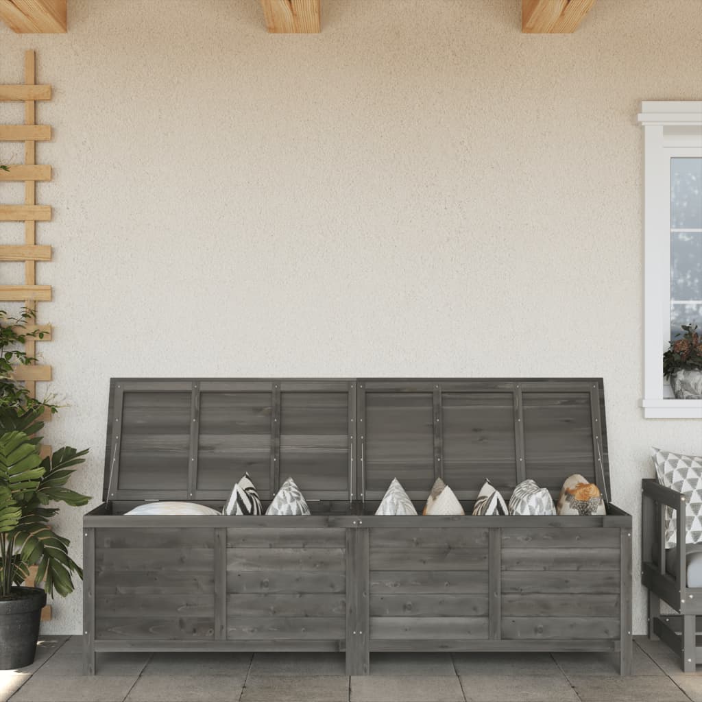 Anthracite Solid Wood Fir Garden Storage Box 198.5x50x56.5 cm