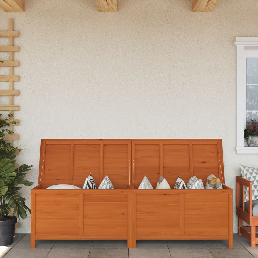Solid Wood Fir Garden Storage Box - Brown, 198.5x50x56.5 cm