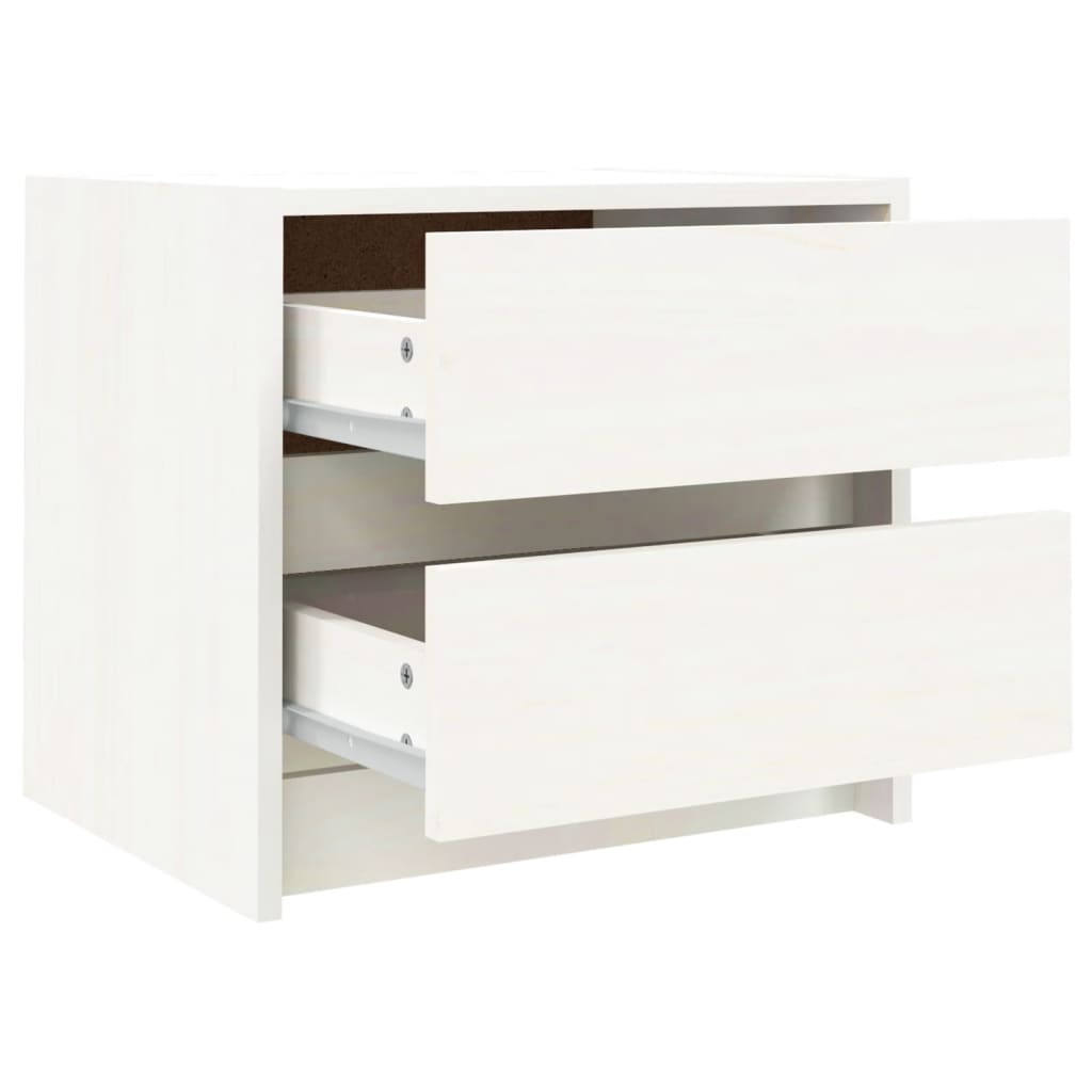 White Solid Pine Bedside Cabinet 40x31x35.5 cm